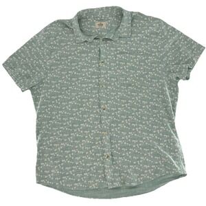Marine Layer Stretch SeIvage Green Palm Print‎ Short Slv Shirt XXL Preppy Travel
